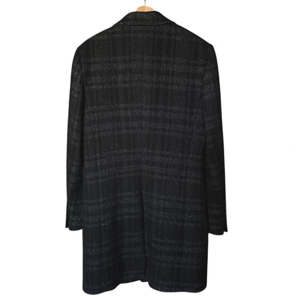 $798 MACEOO Men's Gray Plaid‎ Wool Warm Peacoat Size Small